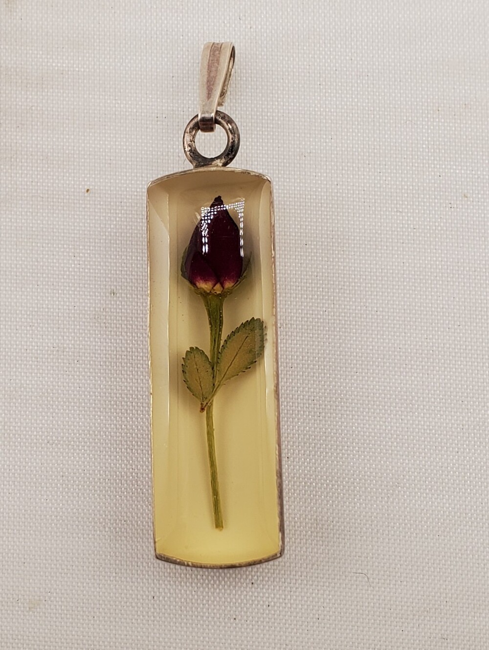 Vintage Sterling Lucite Rose Pendant